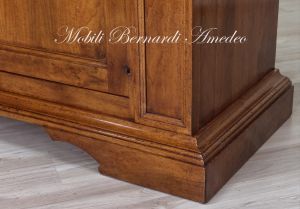 Handcrafted sideboard made of solid walnut with 3 Piedmontese style doors